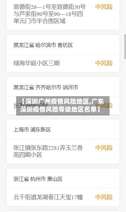【深圳广州疫情风险地区,广东深圳疫情风险等级地区名单】