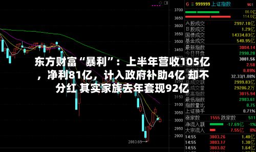 东方财富“暴利”：上半年营收105亿，净利81亿	，计入政府补助4亿 却不分红 其实家族去年套现92亿-第1张图片