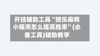开挂辅助工具“微乐麻将小程序怎么提高胜率”(必备工具)辅助教学-第2张图片