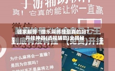 独家解答“微乐麻将挂是真的吗？”开挂神器{透视辅助}全揭秘-第3张图片