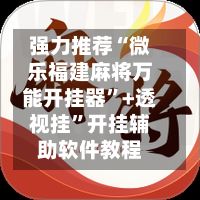 强力推荐“微乐福建麻将万能开挂器”+透视挂	”开挂辅助软件教程-第2张图片