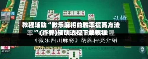 教程辅助“微乐麻将的胜率提高方法”(作弊)辅助透视下载教程-第3张图片