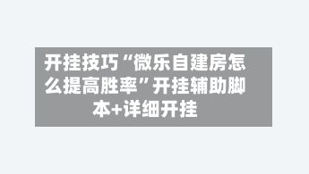 开挂技巧“微乐自建房怎么提高胜率”开挂辅助脚本+详细开挂-第2张图片