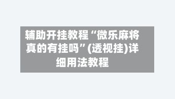 辅助开挂教程“微乐麻将真的有挂吗”(透视挂)详细用法教程-第2张图片