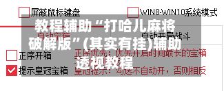 教程辅助“打哈儿麻将破解版”(其实有挂)辅助透视教程-第3张图片