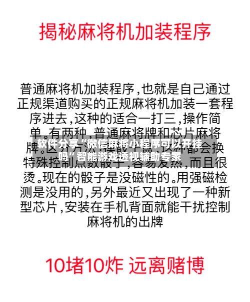软件分享“微信麻将小程序可以开挂吗”智能游戏透视辅助专家-第3张图片