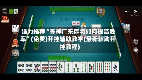 强力推荐“雀神广东麻将如何提高胜率”(免费)开挂辅助教学(最新辅助开挂教程)-第2张图片
